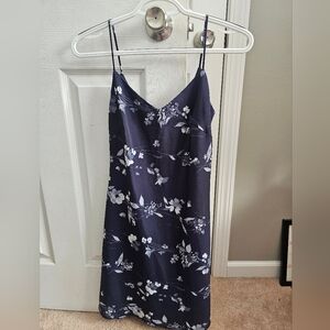 Navy Floral Spaghetti Strap Dress 3/4
